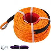 VEVOR Synthetic Winch Rope 3/8\" x 100ft, Winch Cable with G70 Hook 18740 Lbs Working Strength, 12 Strands, Synthetic Winch Cable with Protective Slee