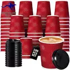 8Oz Disposable Coffee Cups with Lids (100 Pack) - to Go Paper Coffee Cups for Ho