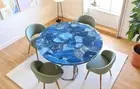 24" Round Blue Agate Stone Coffee Table Natural Agate Gemstone Living Room Decor