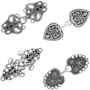 [EMSea] 4PCS Vintage Sweater Shawl Clip Retro Swirl Cardigan Cloak Clasp Dress Shirt Brooch Clasp Clothing Decoration Accessories Antique Silver