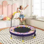 Costway36 Inch Mini Trampoline Foldable for Kids with LED Lights and Handlebar-Pink