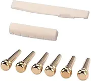 YARNOW Brass and Bovine Bone Saddle and Nut Kit for Folk Acoustic Guitar High Performance Replacement Parts for Enhanced Tone and Resonance Compatible with String Acoustic Guitars
