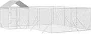 Dog Kennel Outdoor, Outside Kennel with Door & Roof, Lockable Latch System Dog Pen Dog Fence Outdoor Dog Enclosure Dog Exercise Pen for Small/Medium Dogs, Silver 6x6x2.5 m