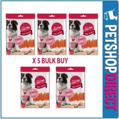 Allpet Its Treat Time Dry Chicken Jerky & Calcium Bone Twisted 500g X5 BULK BUY