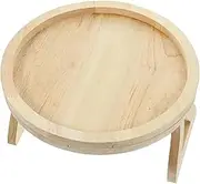 Cabilock Wooden Folding Pallet Couch Arm Table Round Decorative Tray Over Sofa Snack Holder Hamptons Home Decor Multifunctional