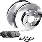 R1 Concepts Rear Blank Brake Rotors| Hardware, Sensor Included| Ceramic Brake Pads and Rotors Kit| Fits 2017-2020 Jaguar F-Pace, 2017-2019 Jaguar XE, 2018-2020 Land Rover Range Rover