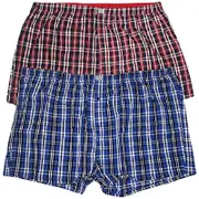 Duke D555 Mens Plaid Big Tall Kingsize 2 Pack Woven Boxer Shorts - Red/Navy 3XL
