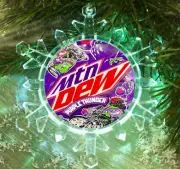 Mt Mtn Dew Purple Thunder Snowflake Blinking Lit Holiday Christmas Tree Ornament