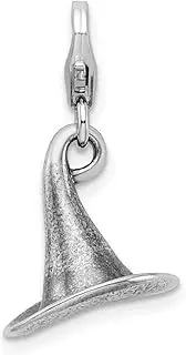 [JewelryWeb] 925 Sterling Silver Polished Fancy Lobster Closure 3 D Artisan Oxidized Witches Hat With-Lobster Clasp Charm Pendant Necklace 23x12mm