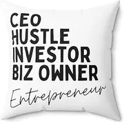 Teegarb Letter Blanket Inspirational Hardworking Hustling Uplifting Positive Spun Polyester Square Pillow 14" × 14"