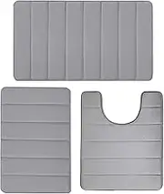 Foam Bath Mats Set of 3 | Super Soft & Absorbent, Washable Mat for Bathroom, Bathtub and Toilet