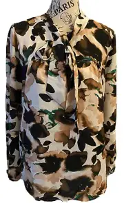 DKNY Women’s Chiffon Floral Long-Sleeve Blouse Size Large