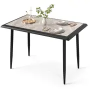 Giantex Sintered Stone Dining Table Rectangular Kitchen Table w/Faux Marble Tabletop Metal Frame Desk