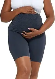 [FaroLy] Women's Maternity Shorts Over Belly Soft Butt Lift Non-See-Thru Pregnancy Workout Biker Yoga Short Pants