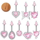 Fashionable Heart Belly Button Piercing Ring Navel Piercing Dangle Accessor<<p
