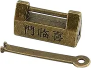 HOMSFOU Exquisite Mini Lock Jewelry Box Vintage Wooden Antique Brass Padlock Alloy Latch Locks Horizontal Open Design
