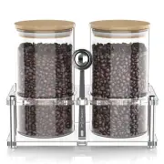 Glass Coffee Containers with Acrylic Shelf, 2pcs 44oz Coffee Canister Food St...