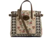 VALENTINO GARAVANI Antibes Small Brown Canvas Tote Bag New