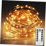 Copper Wire Fairy String Lights 8 Modes USB Powered, Remote 33ft Warm White