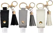 Portable Empty Travel Bottle Keychain Hand Sanitizer Bottle Holder 3 Pack 1oz / 30ml Small Squeeze Bottle Refillable Containers for Toiletry Shampoo Lotion Soap, Black+White+Grey
