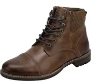 [Red Tape] Men's Classic Biker Boots - Utmost Comfort, Firm Grip, Slip -Resistance, Shock Absorption, Better Traction & Soft-Cushioned Insole, Model RTE1543D, Tan