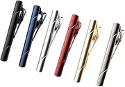 [ROEOWENE] 6 Piece Men's Tie Clip Set with Gift Box, Classic Tie Clips for Men, Silver Tie Clips, Gold Stainless Steel Tie Clip Set for Men, Wedding, Business, One Size, Alloy, Alloy
