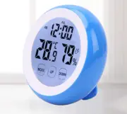 Digital Thermometer Clock, Temperature Humidity Monitor Alarm Clock Touch Screen