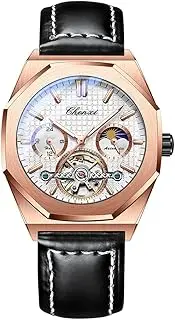 [DAXIAOYU] Men's Leather Watch Fully Automatic Mechanical Watch with Moon Phase Waterproof Night Glow Men's Business Watch