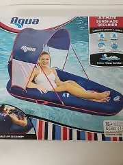 Aqua Ultimate Sunshade Recliner Ultra-Comfortable Mesh Covered Pool Lounge