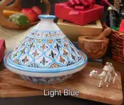 12" Hand-painted Light Blue Ceramic Tagine Cooking Pot/Tagine