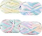 iSuperb 4 Pack Knitting Yarn Colorful Cloth T-Shirt Yarn Fabric Crochet Cloth for DIY Knitted Art Basket Bag - 400g