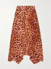 [Stella McCartney] Stella McCartney - Naya Leopard-print Silk Crepe De Chine Midi Skirt - Pink - IT46 IT 46 Pink