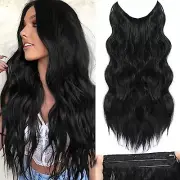 Hair Extensions 20 Inch Wire Black Hair Extensions Adjustable Long Wavy Hair