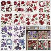 12 Sheets Red Rose Rub on Transfer for Furniture and Crafts Purple Floral Rub on Transfer Sticker for Glass Vintage Furniture Decals for Home Office Paper Wood DIY Craft 5.5 x 5.5 Inch