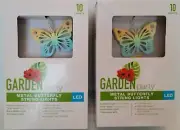 2x Butterfly Metal String Lights LED Garden Party Indoor 10 Lights Battery Power
