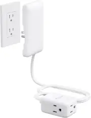 Flat Extension Cord with Outlet Cover, Ultra-Thin Flat Wall Plug 3 Prong Extens