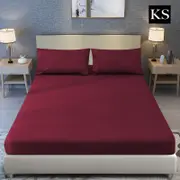 LINENOVA Ultra Soft Cotton Blend Sheet Set-Burgundy King Single