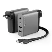[WCG4X100SGR-ANZ] 4X100 Rapid Power 4 Port 100W GaN Wall Charger with USB-C Charging Cable