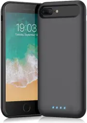 AU QTshine Smart Battery Case Iphone 6P/6SP/7P/8P 8500mAh 5.5" Black 360 4 LED