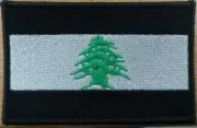 Lebanon Flag Patch With Hook Adhesive Fastener Black & White Morale Emblem