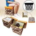 AT FIRST Folding Ottoman Storage Cube Footstool Stool Toys Blanket Box with Lid