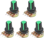 BCMCBV 5Sets WH148 3pin B1K ~ B1M ohm 1K 2K 5K 10K 20K 6Pin 15mm 10K 3 Terminal Linear Taper Rotary Potentiometer for3 203 503 104(Green,5K Ohm)