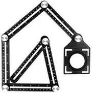 AIMALL Universal Angularizer Ruler Multi Angle Measuring Template Tool Hole Locator, Black, Ideal for DIY, Woodworking, and Construction