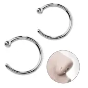 20G 18G 3/8" BALL NOSE OPEN HOOP STEEL EAR TRAGUS RING HELIX DAITH BODY JEWELRY