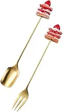 Serving Utensil Set: Golden Dessert Fork and Spoon Stainless Steel for Occasions