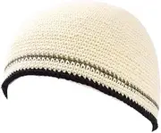 [CHARM] Mens Skull Cap Cotton Kufi Beanie Hand Made Knitted Hat Elastic Tight Japanese