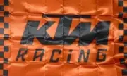 KTM Racing Checkered Orange Flag 3x5 FT Banner Flag Car Show Racing Garage