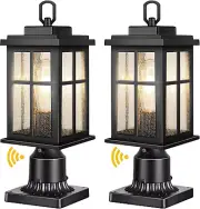 2 Pack Outdoor Post Lights Dusk to Dawn, Hardwired 120V Black Lamp Posts Outdoor