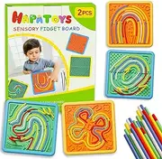 Sensory Activity Board for Kids and Adults: 2Pack Double-Sided Stress Relif Sensory Toys with 60 Strings and Storage Bag | Calming Down Fidget Board Gifts for ADHD & Autism Toddlers Boys Girls