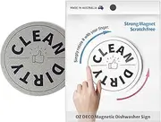 Clean Dirty Dishwasher Magnet Sign – Made in Australia | Waterproof Acrylic Indicator with Strong Non-Scratch Magnet (Silver Glitter)